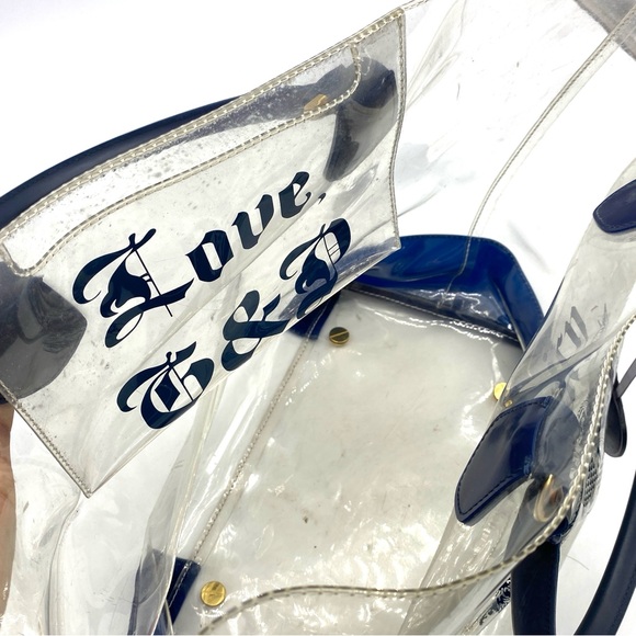 VINTAGE JUICY COUTURE LOVE G&P BLUE CLEAR PVC SHOPPING TOTE SHOULDER BAG LARGE - Picture 4 of 7